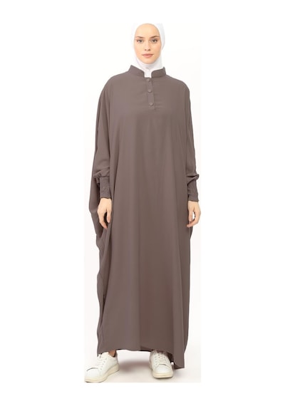 Altobeh Sultanbaş Nikaplı Çarşaf Cilbab Khimar Abaya Kolu Lastikli Hakim Yaka Peçeli Ferace Medine İpek Vizon 1412-149-s-m Vizon