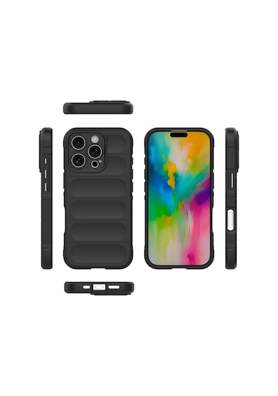 Apple iPhone Uyumlu 16 Pro Max Kılıf Kamera Korumalı Esnek Silikon Parmak Şeritli Pazarplus Lacivert