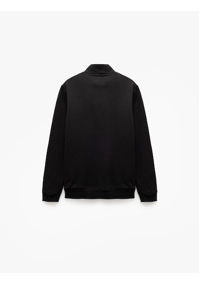 Koton Yarım Fermuarlı İşlemeli Uzun Kollu Sweatshirt Siyah 5sam70033mk Siyah