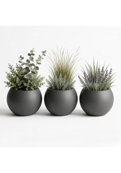 Tr Zevli Japandi Tarzı Modern Küre Saksı 3'lü Set - Su Sızdırmaz Dekoratif Salon Ve Balkon Saksısı Hediyelik Ç Diğer 60581162
