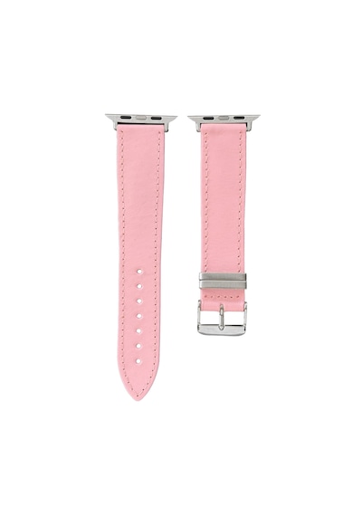 Goldoni Apple Watch Uyumlu Pembe İnce Gerçek Deri Kordonu Metal Köprülü