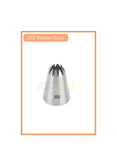 352 Kapalı Yıldız Desen Krema Duyu Büyük Boy Pasta Duyu Paslanmaz Çelik Krema Torbası Ucu 3.5x2.0x5.0 Cm Metalik Gri