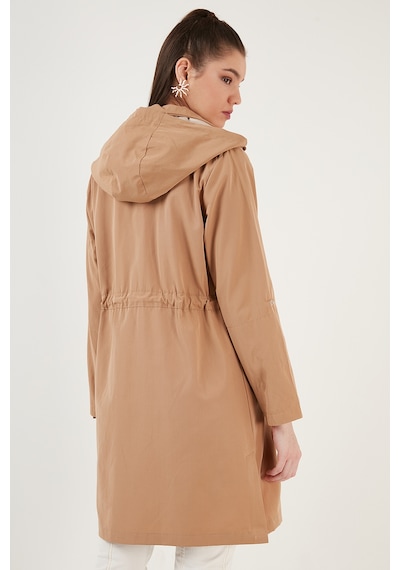 Lela Regular Fit Çıkarılabilir Kapüşonlu Ince Mevsimlik Bayan Mont 497Sezen Camel