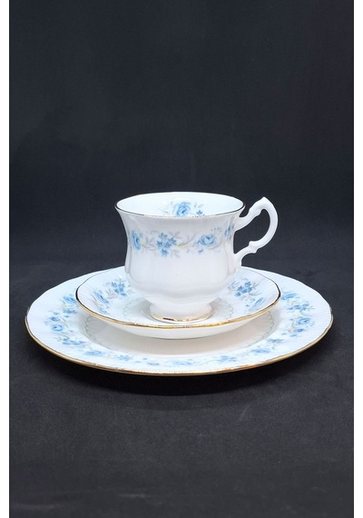 Bone China Mavi Beyaz Çay Fincanı 3 Parça 170 Ml