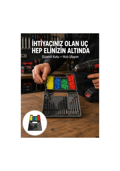 Matkap Ucu Seti 24 Parça Organizer Kutulu Ahşap Metal Beton Uyumlu Yeni Nesil - Hs08372434-7697