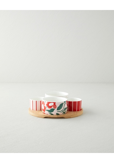 English Home Brighter Stoneware 5 Parça Sunumluk 20 Cm Kırmızı-pembe