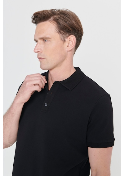 Ac&Co / Altınyıldız Classics Erkek Siyah Slim Fit Dar Kesim Polo Yaka Tişört 4A4820200001SyhXL Siyah