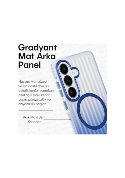 Samsung Galaxy S26 Plus İçin Prestige Serisi Magsafe İle Uyumlu Yükseltilmiş Lens Çerçeveli Ultra Güçlü Darbeye Dayanıklı Yumuşak Silikon Kılıf Mavi, Galaxy S26 Plus