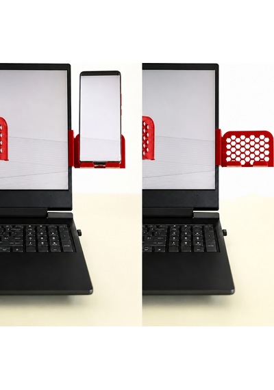 3d Baskı Monitor Telefon Tutucu - Petek Desenli Laptop Kenar Telefon Tutucu-kırmızı Diğer