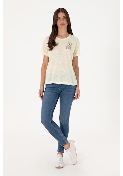 U.S. Polo Assn. Kadın Limon Bisiklet Yaka Tişört 50299755-VR035