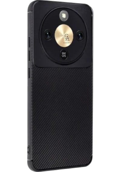 Honor Magic 8 Lite İle Uyumlu Karbon Tasarım Silikon Telefon Kılıfı Ve Temperli Cam Ekran Koruyucu Siyah