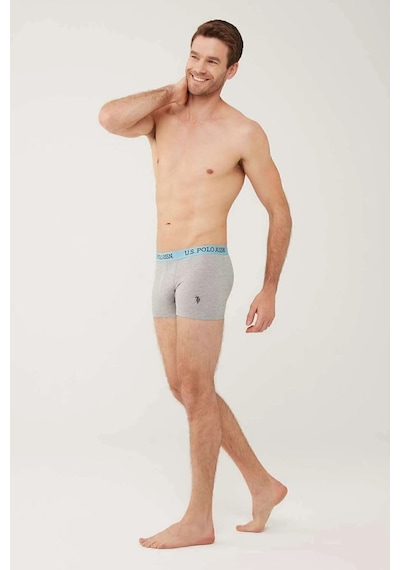 U.S. Polo Assn. Erkek, Lisanslı, Uspa, Turkuaz-lacivert Melanj, 3'lü Boxer Çok Renkli