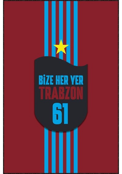 Bordo Ve Mavi Kaymaz Tabanlı Yıkanabilir Taraftar Halısı Kd107n11 Bordo - Mavi
