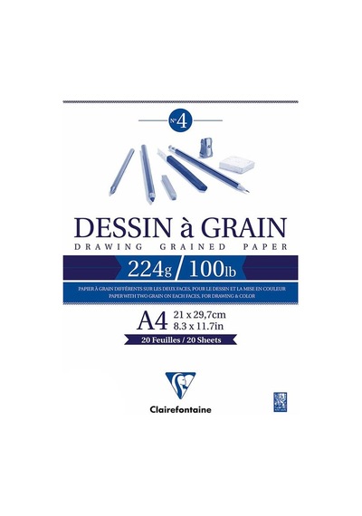 Clairefontaine Dessin A Grain Ince Dokulu Çizim Bloğu 224G 20Y A4