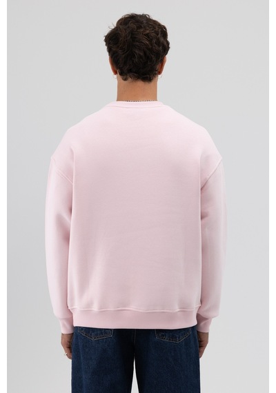 Vamos Basic Bisiklet Yaka Oversize Sweatshirt Pembe