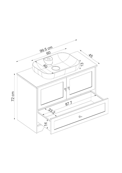 Oval Lavabolu Ayaklı 2 Kapaklı Çekmeceli Mdf 100 Cm Banyo Aria Atlantik Çam - Beyaz Oval Lavabolu Ayaklı 2 Kapaklı Çekmeceli Mdf 100 Cm Banyo Aria Atlantik Çam - Beyaz