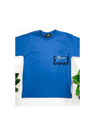 Carinos Erkek Çocuk Movement Yazılı Pamuklu Tshirt-14178-mavi Mavi