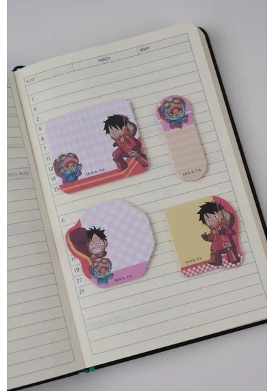 One Piece Koleksiyonu Mini Figür Yapışkan Not Seti 4 Parça Anime Temalı