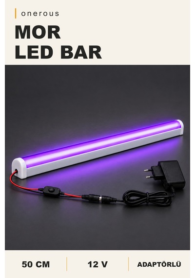 Onerous 50 Cm 12v Mor Led Bar, Anahtarlı, Adaptörlü, Yapışkanlı