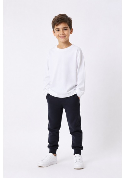 Eray Alp Kids Unisex Çocuk Beyaz Basic Sweatshirt Günlük Rahat Kombin