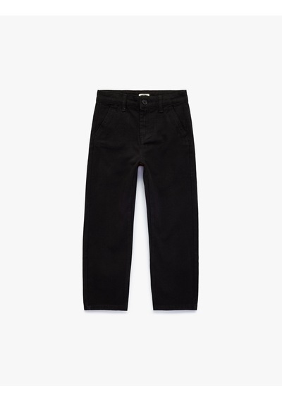 Koton Pamuklu Cep Detaylı Gabardin Chino Pantolon Siyah 7wkb40018tw