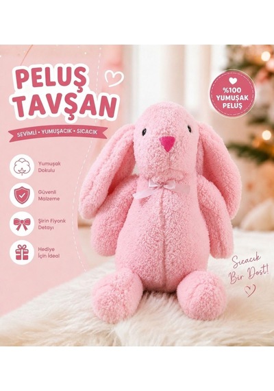 Arkadaşım Uzun Kulak Peluş Tavşan 65 Cm Pembe Genel