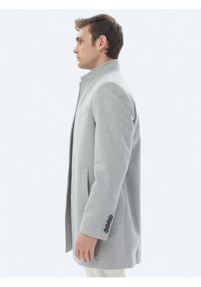 Kip Gri Regular Fit Casual Dokuma Palto Gri