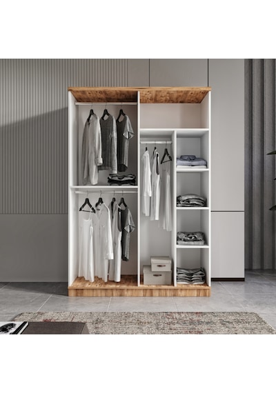 Flora 4 Kapaklı Komple Mdf Gardırop - Elbise Dolabı