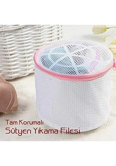 Sütyen Yıkama Filesi Tam Korumalı Hassas Çamaşır Yıkama Aparatı Beyaz