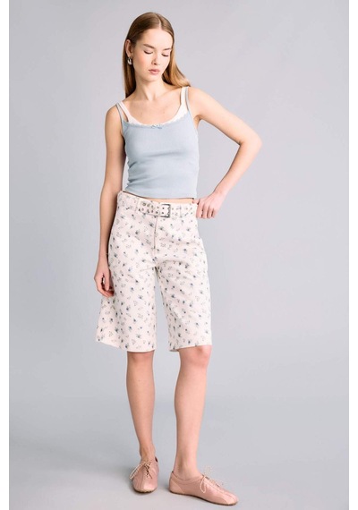 Defacto Afra X Defacto Normal Bel Gabardin Bermuda H2627ax26smwt84 Beyaz-wt84
