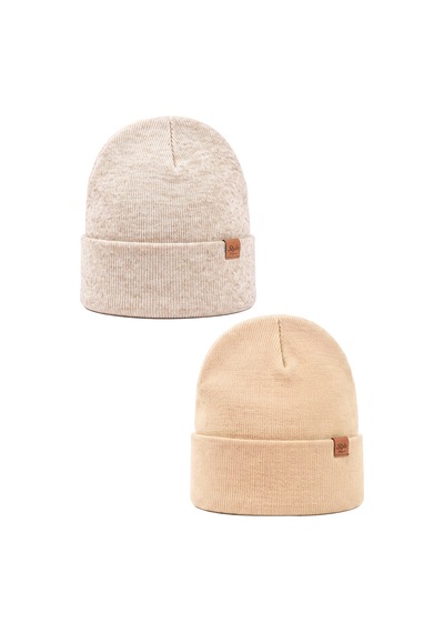 Sayzen Your Shine Unisex Basic Katlamalı 2'li Bere Set Stone-krem