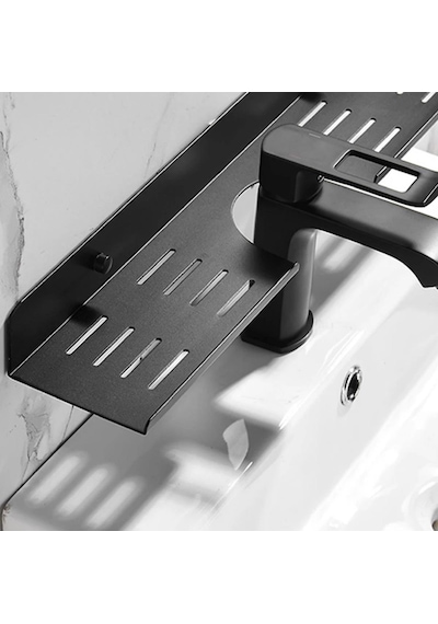 Metal Banyo Mutfak Düzenleyici Mutfak Organizer Şampuan Rafı 40 Cm Siyah