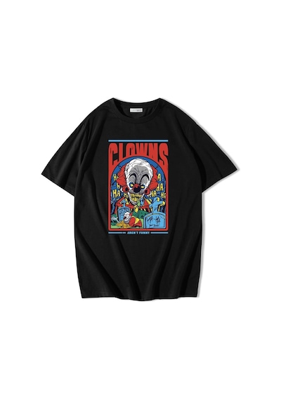 Brz Collection Unisex Oversize Clowns No Funny T-shirt-siyah Siyah