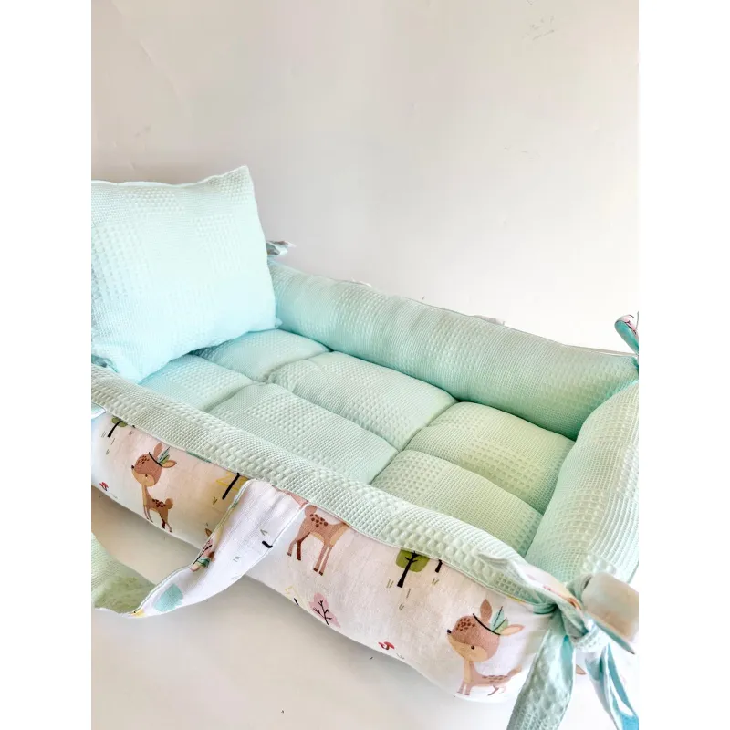 %100 Pamuk Çok Amaçlı Çift Katlı Çift Kullanımlı Müslin Anne Yanı Yatağı Ceylan 40 x 90 x 10 CM