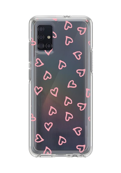 Samsung Galaxy A51 Uyumlu Şeffaf Kılıf Şeffaf Kalp 3 Tasarımlı