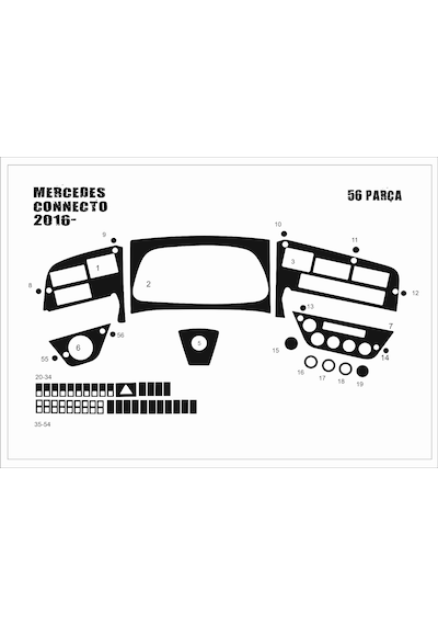 Mercedes Connecto Torpido Kaplama 2016- 56 Parça Piano Black