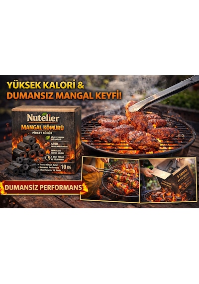 Nutelier Fındık Kabuğu Briket Mangal Kömürü 10 Kg
