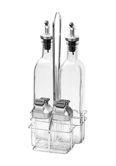 Tnt-8695835410555-sın S807800204-metal Standlı 4lü Cam Sosluk Seti - 500ml/100mlaklı 500ml/100ml Krom