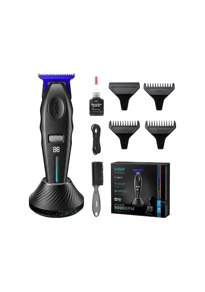 Şarjlı Tıraş Makinesi V-887t - 9000 Rpm 240 Dakika Profesyonel Trimmer - Siyah