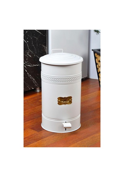 Derinsanal Metal Pedallı Mutfak Banyo 30litre Çöp Kovası Beyaz Tek Ebat Diğer