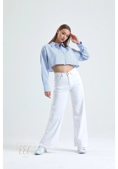 Woddi Salaş Beyaz Pantolon Jeans Likralı Esnek