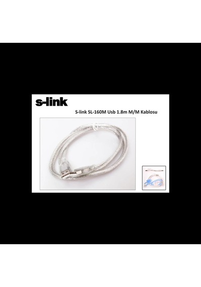 S-lınk Sl-160m, İki Ucu Erkek M/m Usb Kablosu, Usb To Usb 2.0 Kablo, 1.8mt