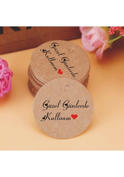 Kraft Baskılı Yuvarlak Etiket / Özel Gün Hediye Etiket (50 ADET)