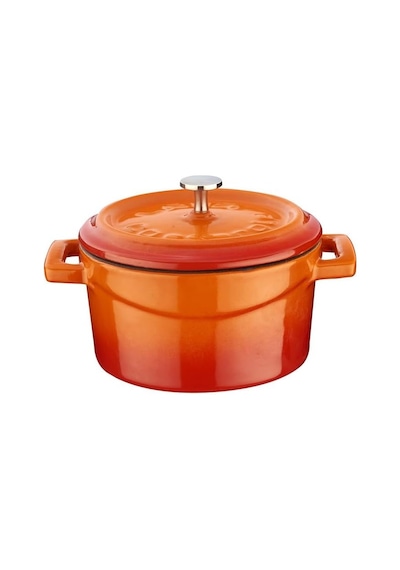 Metal Döküm Mini Tencere, 10 Cm, 0.35 L Hacim, Turuncu 12v
