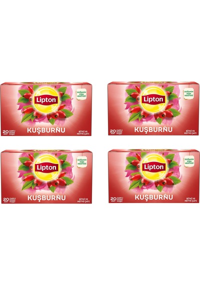 Lipton Kuşburnu Bardak Süzen Poşet Bitki Çayı 20'li Paket X 4 Adet
