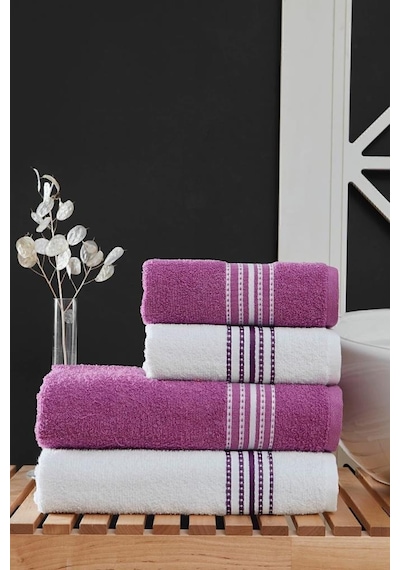 4 Lü Banyo Havlusu Seti Elvin Lila - 70x140 Lila