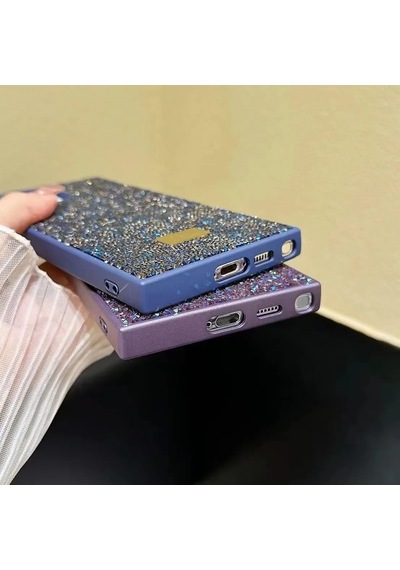 Samsung Galaxy S24 Ultra İle Uyumlu Elmas Desen Taşlı Kılıf 2 Mm Kamera Çıkıntı Koruma, Işıltılı Lüks Şık Darbe Emici Kapak Çöl Titanyum