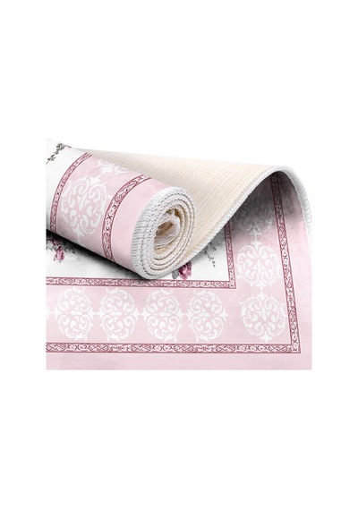 Dekoreko Ipek Halı Dijital Saçaklı 1912 Desen 2 Pembe
