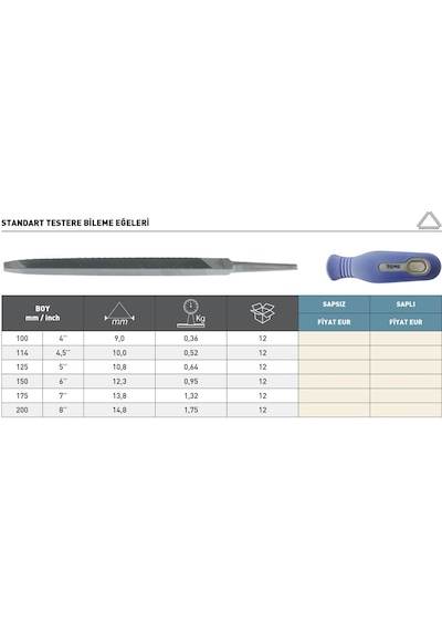 Fett 175mm Tome Standart Testere Bileme Eğesi