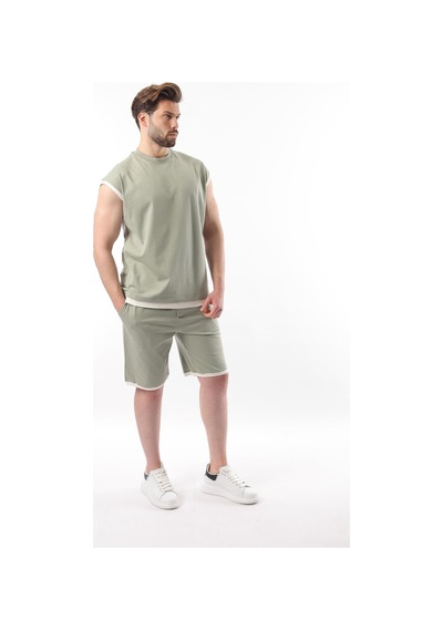 Madmext Mint Yeşili Sıfır Kol Erkek Şort T-shirt Takım E7308 Mint Yeşili Mint